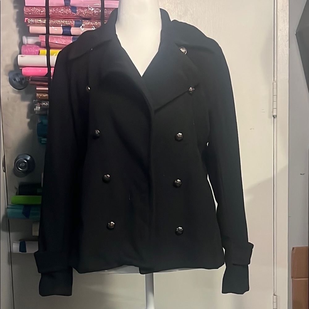 Women's Black Double-Breasted Jacket